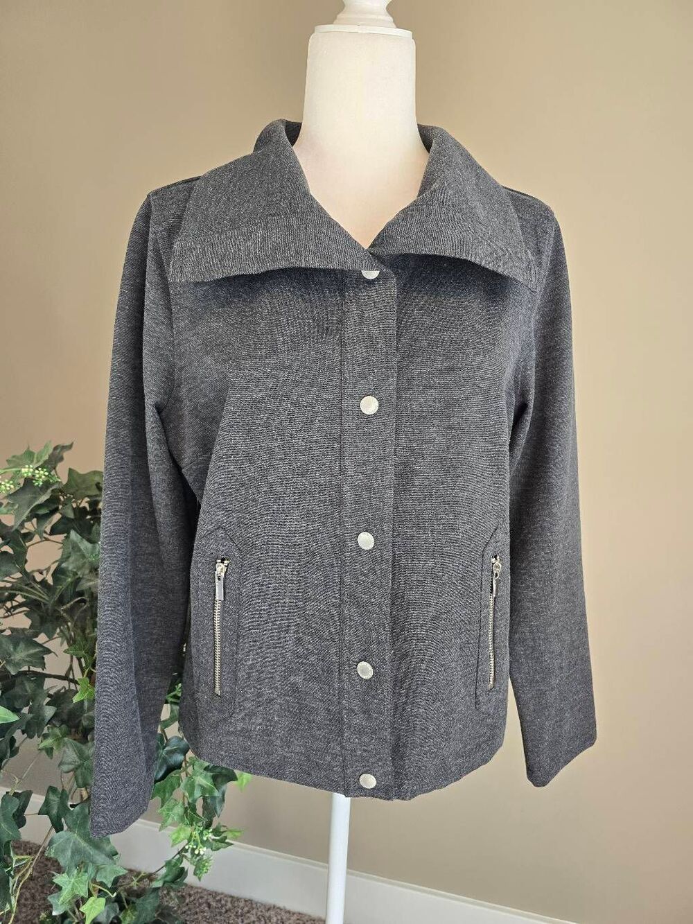 Liz Claiborne Jacket Gray Sz L